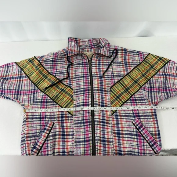 We The Free Multicolor Plaid Bomber Jacket XS zip up boho varsity - Picture 5 of 11
